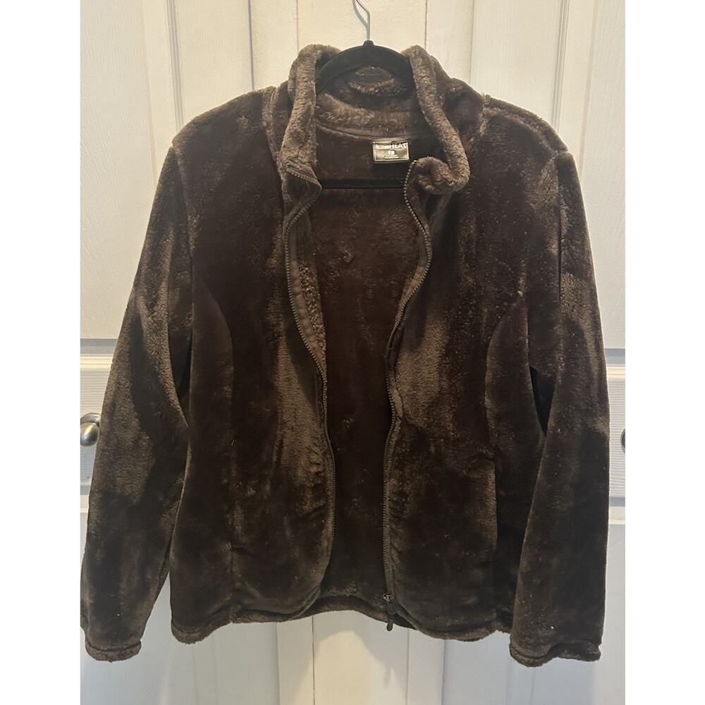 32 Degrees Heat Women's Full Zip Plush Faux Fur Jacket, Green Large
